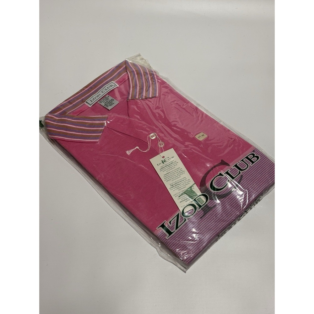 Vintage 90s IZOD Club Women's L Stripe Polo Shirt Preppy Golf Tennis‎ Pickleball